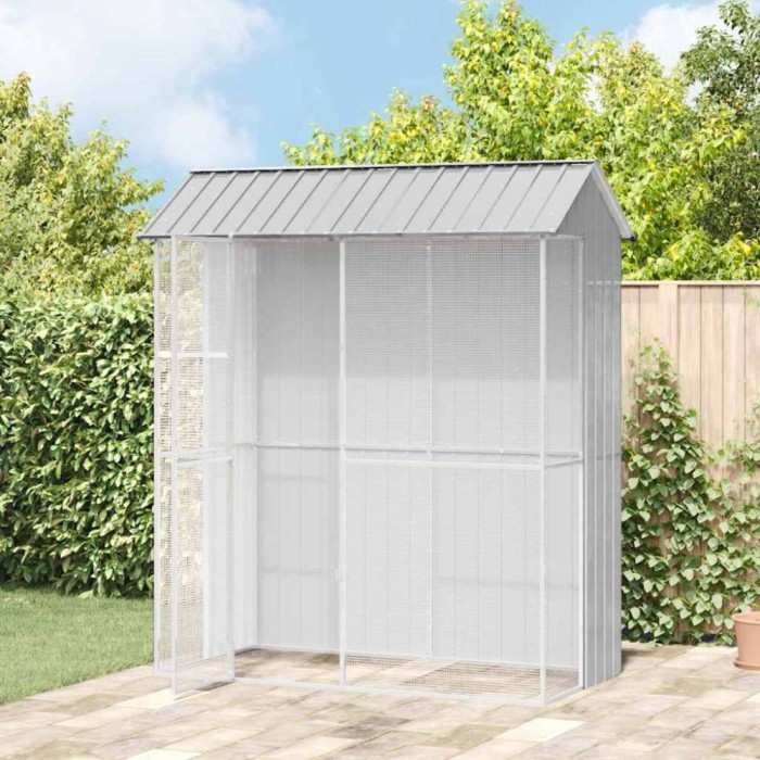 Cușcă pentru păsări Gri 215 x 110 x 247 cm Oțel galvanizat