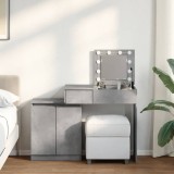 Masă de toaletă cu LED, gri beton, 115x37x110,5 cm