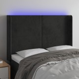 Gossi tablie de pat cu led, negru, 147x16x118/128 cm, catifea