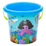 Găleată de joacă pentru plajă, cu m&acirc;ner verde și model animale marine, &Oslash;17x15.5cm, CMCLASS