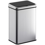 HOMCOM Coș de Gunoi Automat cu Senzor 40 L din Oțel Inoxidabil Anti-Amprente, cu &Icirc;nchidere Lentă, Argintiu | Aosom Romania