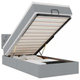 Cumpara ieftin Cadru de pat otoman cu saltea tesatura gri deschis 90x190cm