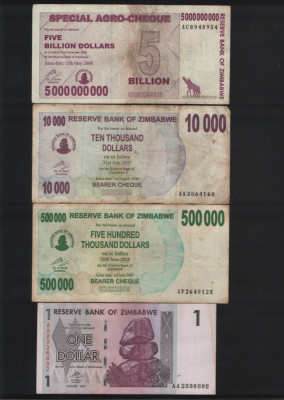 Set 4 bancnote Zimbabwe #9 foto