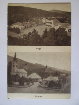 Zlatna(Alba):Piața și bisericile,carte postala circulata 1941 foto