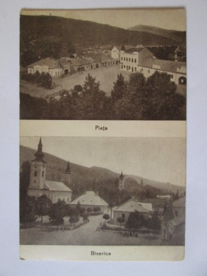 Zlatna(Alba):Piața și bisericile,carte postala circulata 1941 foto