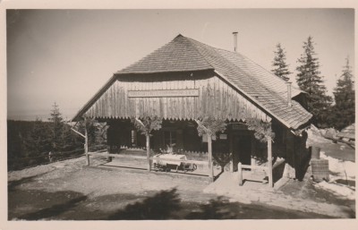 1937 Ilustrata SKV Casa Robert Gutt, Muntii Negoi - stampila turistica foto
