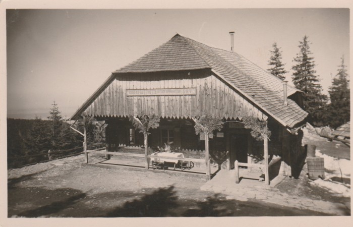 1937 Ilustrata SKV Casa Robert Gutt, Muntii Negoi - stampila turistica