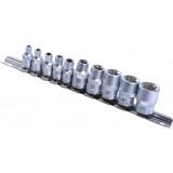 Topmaster 330148 - Set capete chei tubulare 4-18 mm patrat 1/4 inch si 3/8 inch 10 bucati