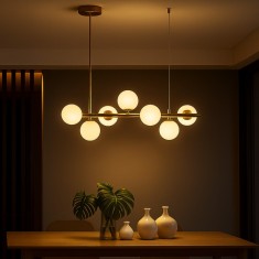 Lustra cu bec moderna LOFT Pavilion, 7x G9, Auriu, Metal, Inaltime Reglabila ModernLight Concept