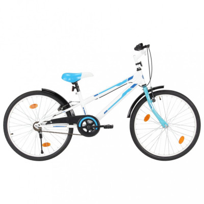 vidaXL Bicicletă pentru copii, albastru și alb, 24 inci foto