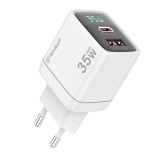 Incarcator priza GaN Type-C, USB PD35W Asteroid GSM CH3, alb