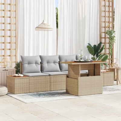 vidaXL Set de masă pentru grădină 5 pcs Bej și gri 100 x 55 x 73 cm foto