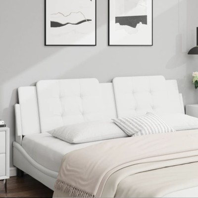 vidaXL Pernă pentru tăblie pat, alb, 180 cm, piele artificială foto