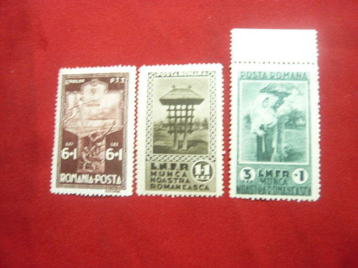 Serie - Munca noastra romaneasca LNFR 1934 Romania , 3 valori