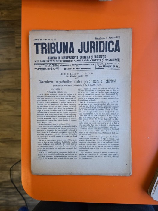 Tribuna Juridică nr. 14-15/11.04.1920