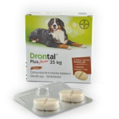Deparazitare internă c&acirc;ini mari, Drontal XL c&acirc;ini 35kg cutie x 2 tablete