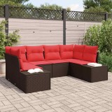 vidaXL Set de canapele pentru grădină cu pernă 6 pcs Maro poliratan 3347204