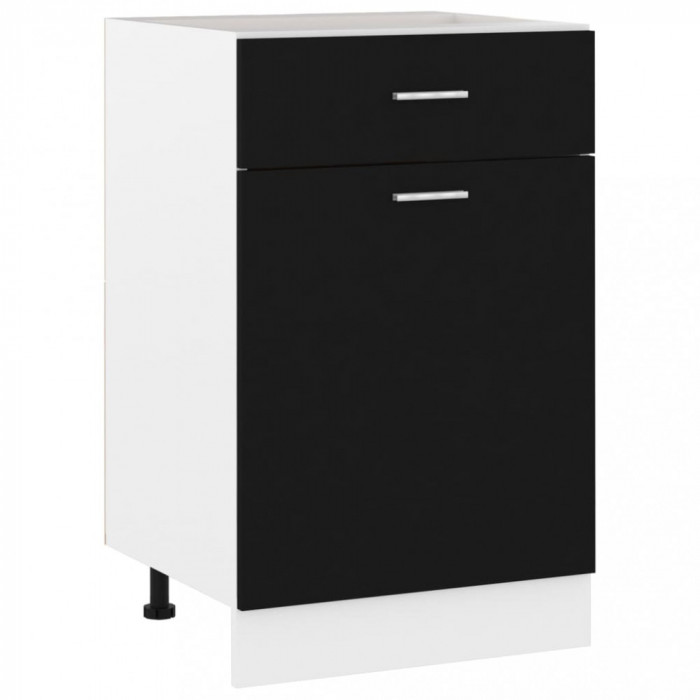 Gossi dulap inferior cu sertar, negru, 50x46x81,5 cm, lemn prelucrat