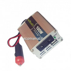 Invertor Auto 12V la 220V 100W cu USB si Cablu Priza Auto Lairun foto