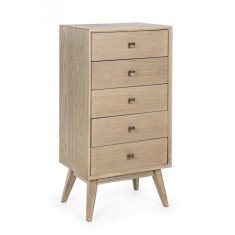 Comoda 5 sertare lemn natur Alannis 48x35x99 cm