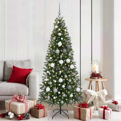 vidaXL Brad de Crăciun artificial cu 300 LED Verde 180 cm PE și PVC 3397353 foto