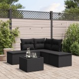 Cumpara ieftin Gossi set mobilier de gradina cu perne, 6 piese, negru, poliratan