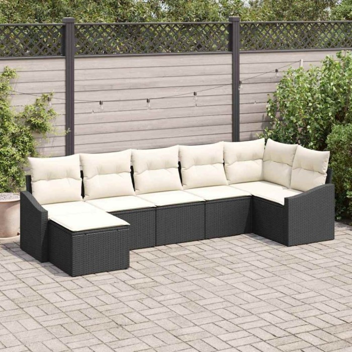 vidaXL Set de canapele pentru grădină 7 pcs Negru Rattan poli 3346807
