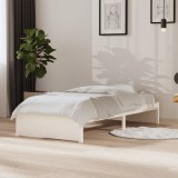 vidaXL Cadru de pat Single 3FT, alb, 90x190 cm, lemn masiv
