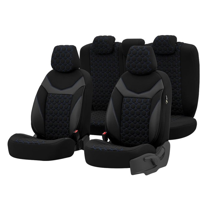 Set Huse scaune auto VW TIGUAN 2008-2013 Piele ecologica + Textil Albastru