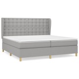 Cumpara ieftin Pat box spring cu saltea, gri deschis, 200x200 cm, textil