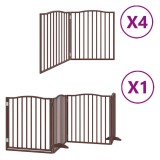 Cumpara ieftin Poarta caini pliabila cu usa 12 panouri maro 960 cm, lemn plop