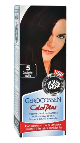 Vopsea de par Silk &amp; Shine 5 Castaniu inchis - Color Plus, 50g, Gerocossen