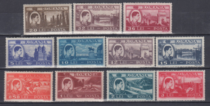 ROMANIA 1947 LP 219 REGELE MIHAI I VEDERI SERIE MNH