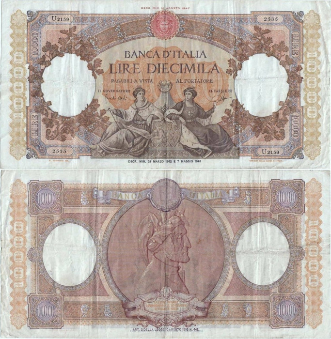 1962 (24 III), 10.000 lire (P-89d.3) - Italia!