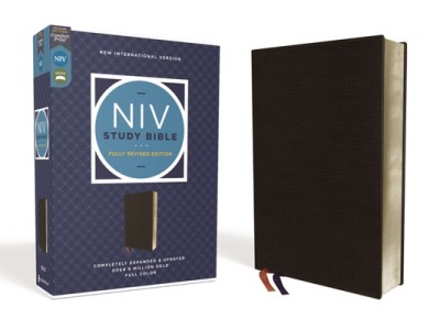 NIV Study Bible, Fully Revised Edition, Bonded Leather, Black, Red Letter, Comfort Print foto