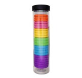 Cumpara ieftin Set elastice par textile multicolore, 20 bucati, diametru 4.5 cm, tub depozitare transparent, 6 culori