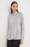 Abercrombie &amp; Fitch camasa femei, culoarea argintiu, cu guler clasic, regular
