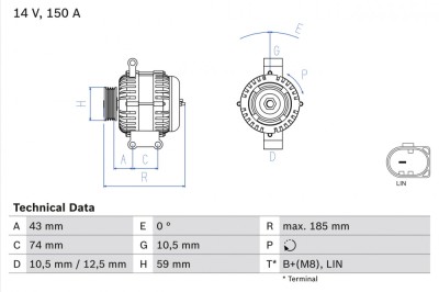 BOSCH 0 986 082 580 Generator / Alternator foto