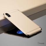 Cumpara ieftin Husa iPhone X Luxury 3in1 Auriu, Protectie Completa, Anti-soc, Anti-zgarieturi, Carcasa PC, Bumper Cromat