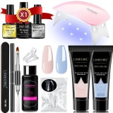 Kit Unghii Polygel Complet cu Lampa UV, Cutie Bambus, Set Unghii Semipermanente - Model 3
