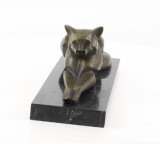 Pisica sezand-statueta din bronz pe un soclu din bronz BJ-53, Animale
