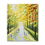 Tablou 3D peisaj pictat manual, Pe aleea vietii, pe drumul meu, 60x50cm ulei in cutit, gata de expus pe perete