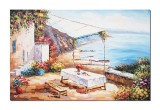 Cumpara ieftin Tablou priveliste de pe terasa la malul marii pictat manual, 120x80cm ulei pe panza, Valentin Pop