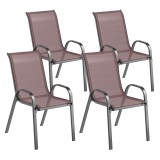 Outsunny Set de 4 Scaune Suprapozabile cu Spătar &Icirc;nalt și șezut din Plasă, 54x71x93 cm, Negru | Aosom Romania