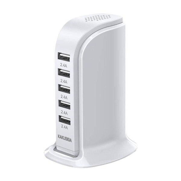 Incarcator KakuSiga, 5 intrari USB, 2.4 A, Incarcare rapida, Alb