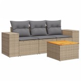 Cumpara ieftin Set canapele de gradina, 4 piese, cu perne, bej, poliratan