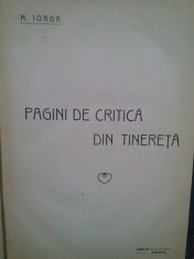 N. Iorga - Pagini de critica din tinereta foto