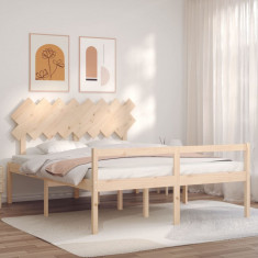 vidaXL Cadru de pat senior cu tăblie, 160x200 cm, lemn masiv