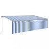 Copertina retractabila automat cu stor, albastru&amp;alb, 5x3 m