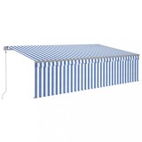 Copertina automata cu stor&amp;LED&amp;senzor de vant albastru/alb 5x3m